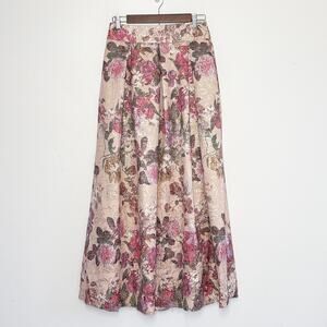 Alvina Jacquard Floral Maxi Skirt Womens S Pink Tapestry Romantic Formal Pockets